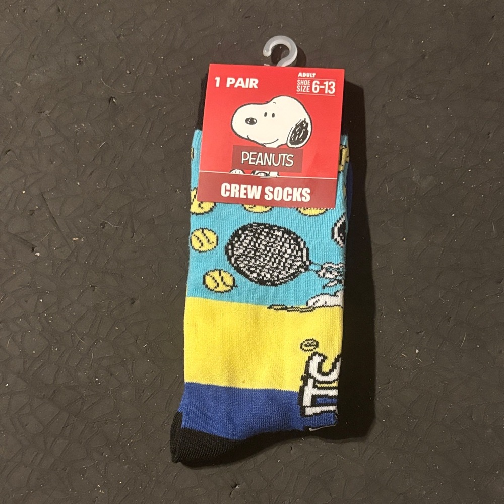 Peanuts Snoopy Crew Socks - Blue, Yellow, Black
